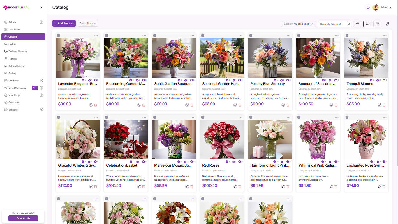 BoostFloral Florist-Sourced Catalog Interface Preview