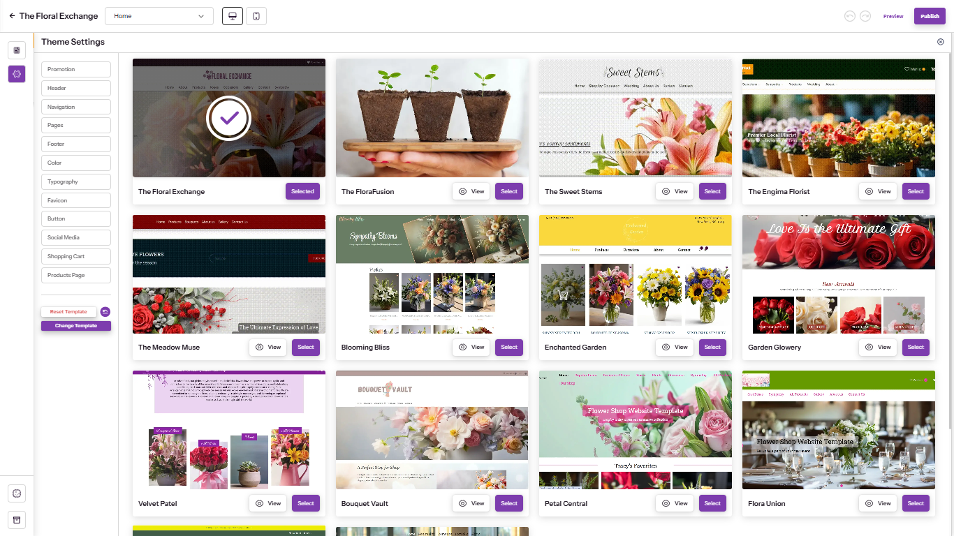 BoostFloral Website Builder Interface Preview